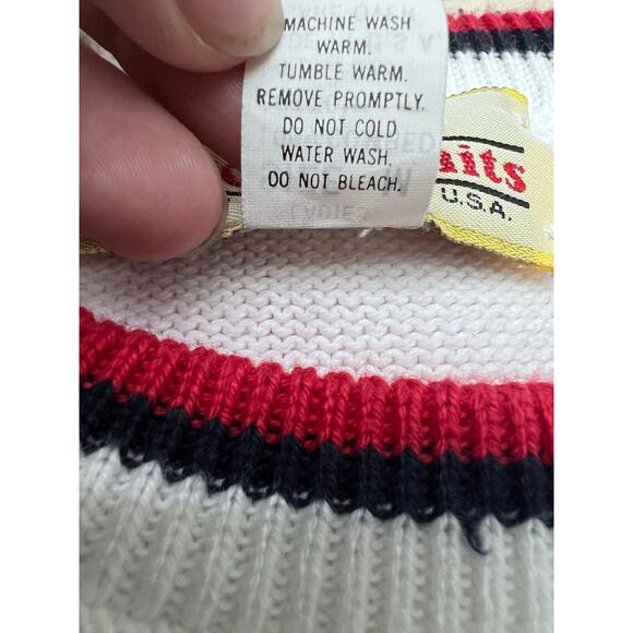 VTG Winona Knits Nautical Pullover Crew Sweater Sz M Cotton Knit Coastal Sailor - Picture 6 of 6